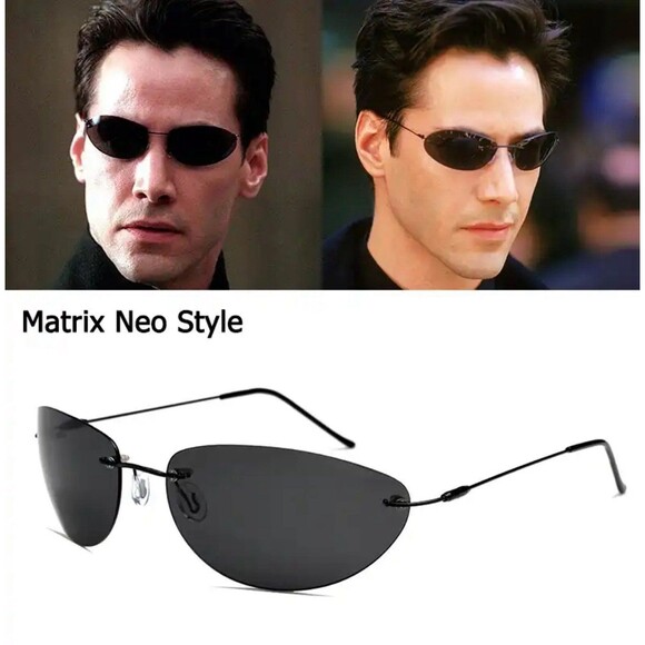 Fashion Cool The Matrix Neo Style Polarized Sunglasses Ultralight Rimless Men - Picture 1 of 12